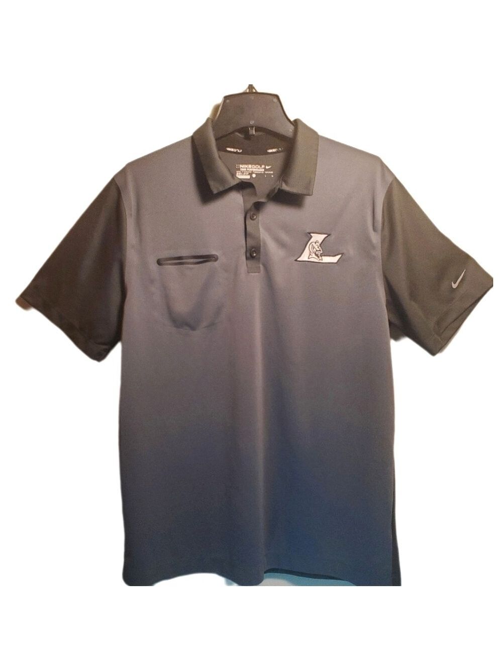 NIKE GOLF Tour Performance Dri-Fit Size L Sportswear Polo Gray Black EUC